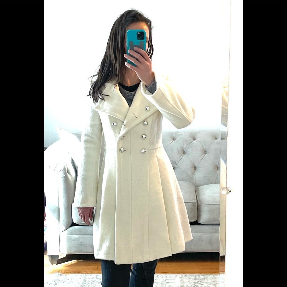 NWT GUESS XS Pea Coat Cream, Ivory, Beige.